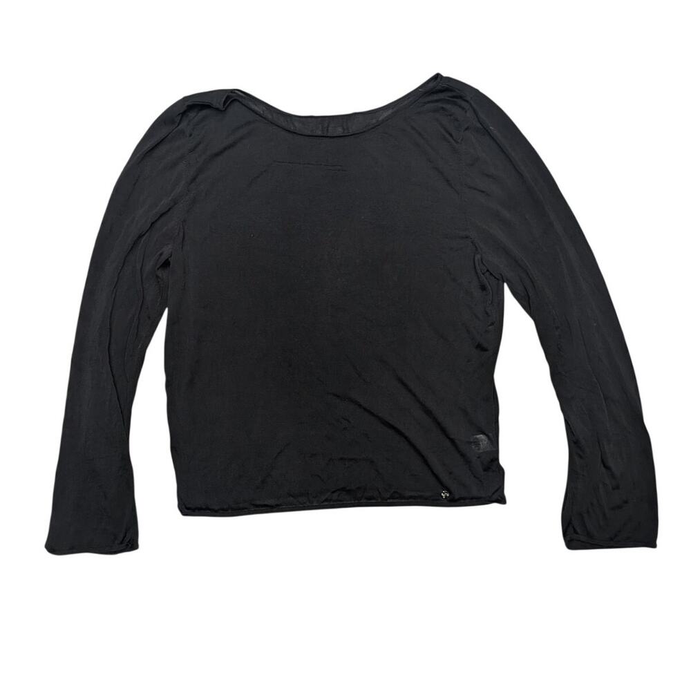 Tank Air Silk Knit Long Sleeve Top Women's 2XL Black Y2K Rave Streetwear